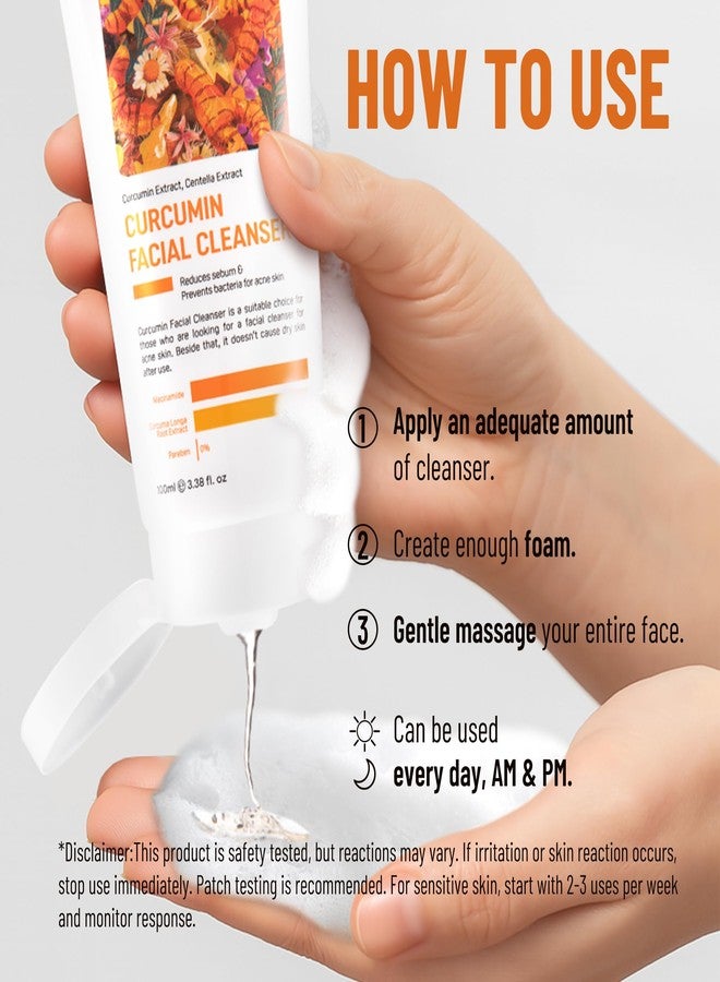 ABERA Turmeric Face Wash for Acne-Prone & Sensitive Skin – 4-in-1 Curcumin Cleanser with Niacinamide, BHA & Centella – Gentle pH Balanced, Non-Comedogenic, Sulfate Free Facial Cleanser, 3.38 Fl.oz. - Image 5